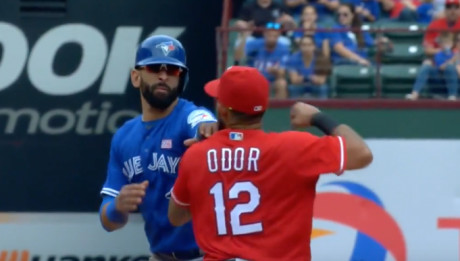 Odor Punches Jose Bautista In The Face