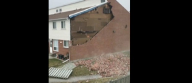 Fierce Winds Rip Bricks From Building In Oshawa